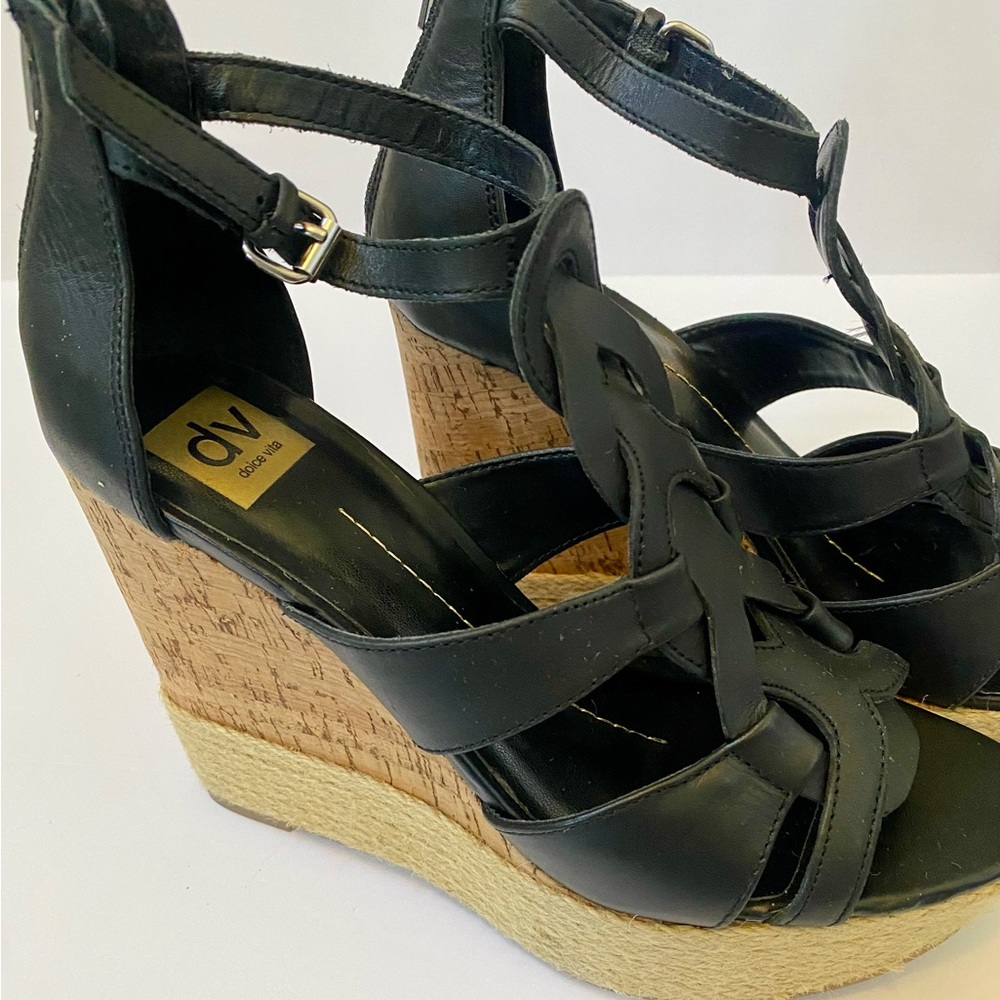 Dolce Vita Bandana Cork Platform Wedges Black Shoes. Size 7. Pre-owned.